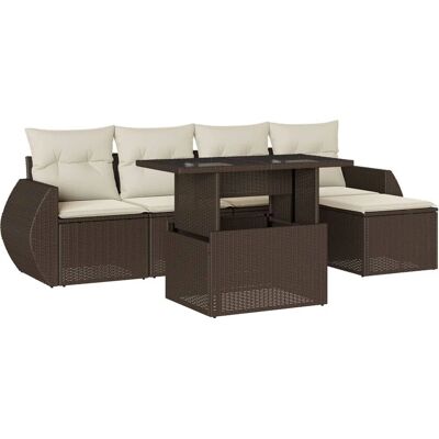 vidaXL 6-Tlg. Garten-Sofagarnitur Mit Kissen Poly Rattan vidaXL 6-Tlg. Garten-Sofagarnitur Mit Kissen Poly Rattan