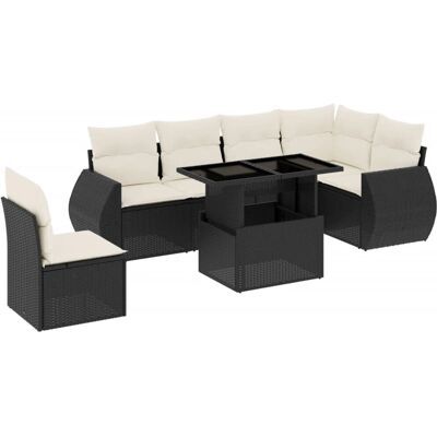 vidaXL Gartensofagarnitur 7-tlg. Schwarz & Creme - Outdoor Set vidaXL Gartensofagarnitur 7-tlg. Schwarz & Creme - Outdoor Set