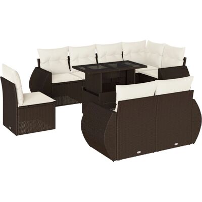 vidaXL 9-tlg. Garten-Sofagarnitur - Langlebiges PE-Rattan, Modular, Verstellbarer Tisch vidaXL 9-tlg. Garten-Sofagarnitur - Langlebiges PE-Rattan, Modular, Verstellbarer Tisch