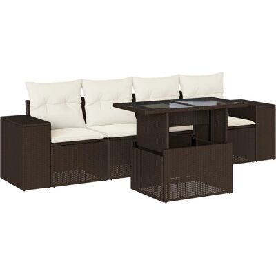VidaXL Outdoormöbel-Set - Poly Rattan, Verstellbarer Tisch, Kissen VidaXL Outdoormöbel-Set - Poly Rattan, Verstellbarer Tisch, Kissen