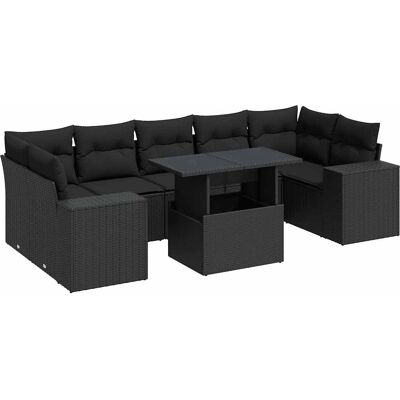 vidaXL Outdoor Möbel-Set - Schwarz, 8-teilig, Modular - Gartenmöbel vidaXL Outdoor Möbel-Set - Schwarz, 8-teilig, Modular - Gartenmöbel