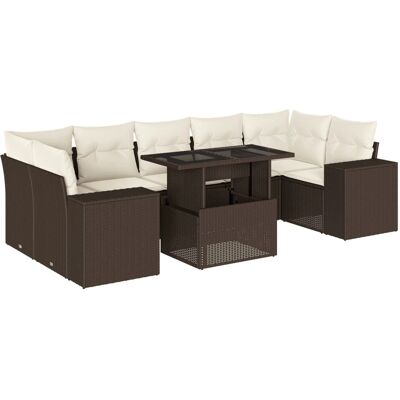 VidaXL Outdoor Möbelset - Braun, Verstellbarer Tisch, Kissen VidaXL Outdoor Möbelset - Braun, Verstellbarer Tisch, Kissen