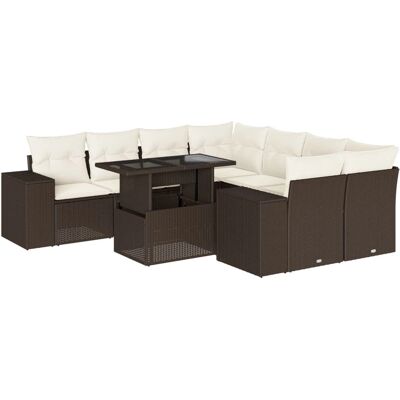 VidaXL 9-tlg. Garten-Sofagarnitur mit Kissen in Schwarz VidaXL 9-tlg. Garten-Sofagarnitur mit Kissen in Schwarz