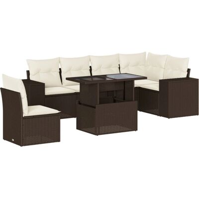 vidaXL 7-tlg. Garten-Sofagarnitur Mit Kissen Schwarz Poly Rattan vidaXL 7-tlg. Garten-Sofagarnitur Mit Kissen Schwarz Poly Rattan