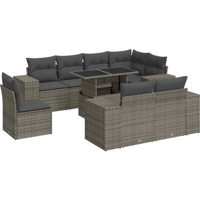 VidaXL Gartengarnitur - Grau, 9-tlg. Modulares Design VidaXL Gartengarnitur - Grau, 9-tlg. Modulares Design
