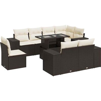 vidaXL 9-tlg. Garten-Sofagarnitur Mit Kissen - Braun vidaXL 9-tlg. Garten-Sofagarnitur Mit Kissen - Braun