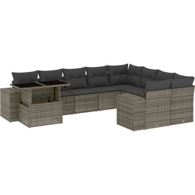 VidaXL Gartenmöbel-Set - Grau, Modular, Verstellbarer Tisch VidaXL Gartenmöbel-Set - Grau, Modular, Verstellbarer Tisch