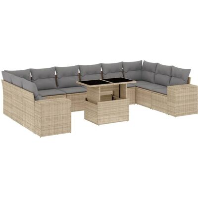 vidaXL 11-tlg. Garten-Sofagarnitur mit Kissen, Schwarz Poly Rattan vidaXL 11-tlg. Garten-Sofagarnitur mit Kissen, Schwarz Poly Rattan