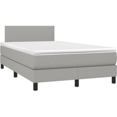 vidaXL 120x190cm Hellgraues Stoffbett mit Verstellbarem Kopfteil - Bett vidaXL 120x190cm Hellgraues Stoffbett mit Verstellbarem Kopfteil - Bett