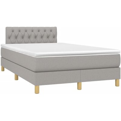 vidaXL Boxspringbett mit Matratze, Hellgrau, 120x190cm, Modell Knopfh vidaXL Boxspringbett mit Matratze, Hellgrau, 120x190cm, Modell Knopfh