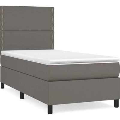 vidaXL Boxspringbett mit Matratze - Grau 120x190 cm vidaXL Boxspringbett mit Matratze - Grau 120x190 cm