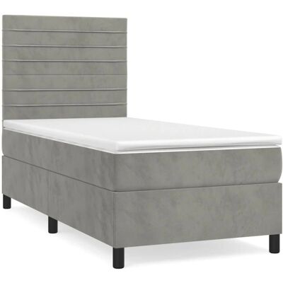 VidaXL Bett - Samt, 120x190 cm, Grau, mit verstellbarem Kopfteil VidaXL Bett - Samt, 120x190 cm, Grau, mit verstellbarem Kopfteil