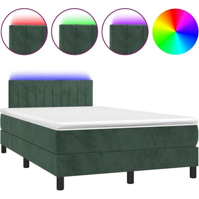 Vidaxl - Bett mit Matratze & LED - Dunkelgrüner Samt - 120x190cm Vidaxl - Bett mit Matratze & LED - Dunkelgrüner Samt - 120x190cm