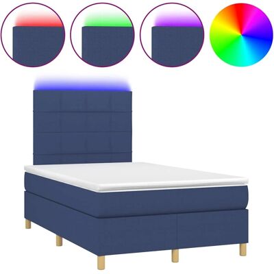 VidaXL Blaues Stoff 120x190cm Bett mit LED-Lichtern - Bett VidaXL Blaues Stoff 120x190cm Bett mit LED-Lichtern - Bett