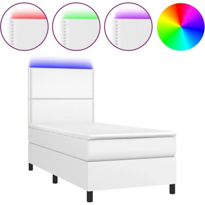 VidaXL Bett mit LED - Weiß, Verstellbar, 120x190cm VidaXL Bett mit LED - Weiß, Verstellbar, 120x190cm