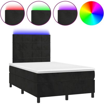 VidaXL Bett mit LED und Matratze - Schwarz Samt 120x190cm VidaXL Bett mit LED und Matratze - Schwarz Samt 120x190cm