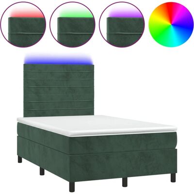 vidaXL Boxspringbett - Dunkelgrüner Samt, 120x190cm, mit LED vidaXL Boxspringbett - Dunkelgrüner Samt, 120x190cm, mit LED
