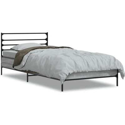 vidaXL 845590 Bettgestell - Holz & Metall - Grau Sonoma - 100x200 cm vidaXL 845590 Bettgestell - Holz & Metall - Grau Sonoma - 100x200 cm