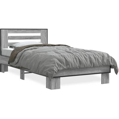 vidaXL Bedframe Grijs Sonoma - 75x190cm - Bedframe vidaXL Bedframe Grijs Sonoma - 75x190cm - Bedframe