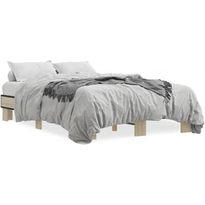 vidaXL Sonoma Eiche Bettgestell - Holz und Metall - 120 x 200 cm vidaXL Sonoma Eiche Bettgestell - Holz und Metall - 120 x 200 cm