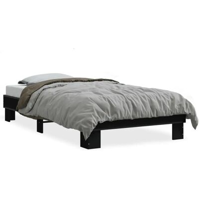 vidaXL Bettgestell 75x190cm Schwarz Holz & Metall vidaXL Bettgestell 75x190cm Schwarz Holz & Metall