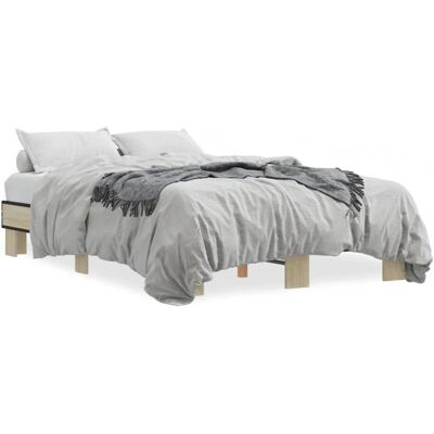 vidaXL Sonoma Tammi Sängenkarm - Puu ja Metalli - 120x190 cm vidaXL Sonoma Tammi Sängenkarm - Puu ja Metalli - 120x190 cm
