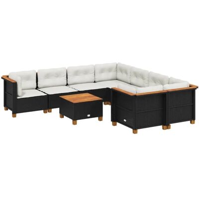vidaXL 9-Tlg. Garten-Sofagarnitur Mit Kissen Poly Rattan Farbe: Schwarz - Gartenmöbel-Set vidaXL 9-Tlg. Garten-Sofagarnitur Mit Kissen Poly Rattan Farbe: Schwarz - Gartenmöbel-Set