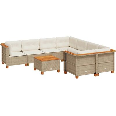 vidaXL Gartenmöbel-Set - 9-tlg. Sofa mit Kissen Beige vidaXL Gartenmöbel-Set - 9-tlg. Sofa mit Kissen Beige