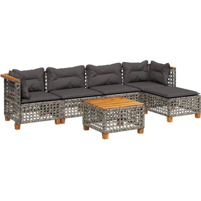 vidaXL Gartenset - Grau, 6-teilig, Rattan vidaXL Gartenset - Grau, 6-teilig, Rattan