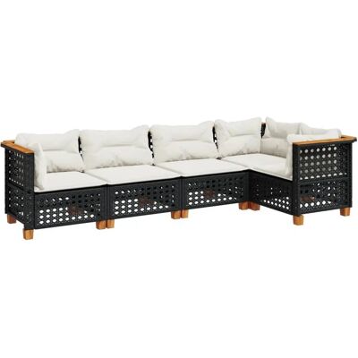 Conjunto de Muebles de Jardín VidaXL - Negro - Sofá Modular de 5 Piezas Conjunto de Muebles de Jardín VidaXL - Negro - Sofá Modular de 5 Piezas