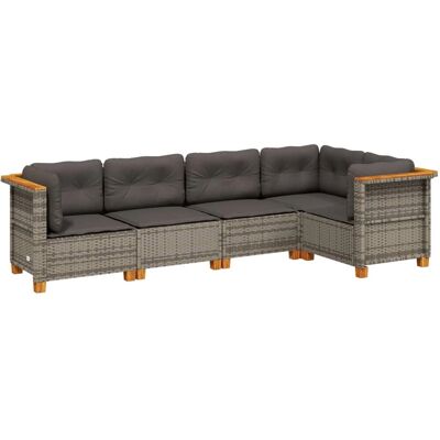 vidaXL Gartenmöbel-Set - Grau, 3 Sofas, Kissen vidaXL Gartenmöbel-Set - Grau, 3 Sofas, Kissen