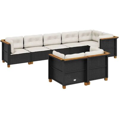 vidaXL 9-Teiliges Gartenmöbel-Set mit Kissen, Schwarz vidaXL 9-Teiliges Gartenmöbel-Set mit Kissen, Schwarz