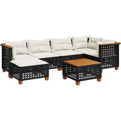 vidaXL 7-tlg. Garten-Sofagarnitur mit Kissen - Schwarz - Outdoor Möbel vidaXL 7-tlg. Garten-Sofagarnitur mit Kissen - Schwarz - Outdoor Möbel