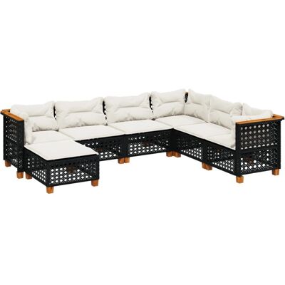 VidaXL Outdoor Möbelset - 8-teiliges Gartensofa mit Kissen Schwarz VidaXL Outdoor Möbelset - 8-teiliges Gartensofa mit Kissen Schwarz