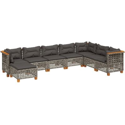 vidaXL 8-Tlg. Garten-Sofagarnitur Mit Kissen Poly Rattan Grau Material: Lochgewebe - Garten, Terrasse vidaXL 8-Tlg. Garten-Sofagarnitur Mit Kissen Poly Rattan Grau Material: Lochgewebe - Garten, Terrasse