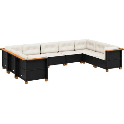 vidaXL Gartenmöbel-Set - Schwarz - Modular, UV-beständig, Kissen vidaXL Gartenmöbel-Set - Schwarz - Modular, UV-beständig, Kissen