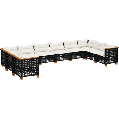 vidaXL 11-Teiliges Garten-Sofagarnitur mit Kissen - Schwarz - Modulares Set vidaXL 11-Teiliges Garten-Sofagarnitur mit Kissen - Schwarz - Modulares Set