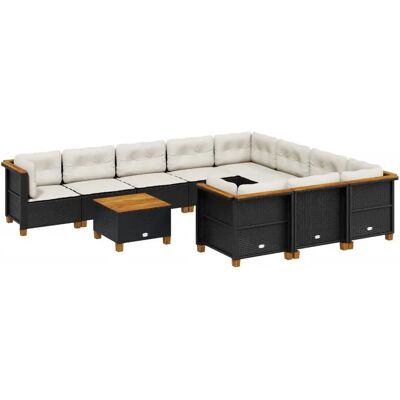 vidaXL 11-teilige Garten-Sofagarnitur mit Kissen, Schwarz vidaXL 11-teilige Garten-Sofagarnitur mit Kissen, Schwarz