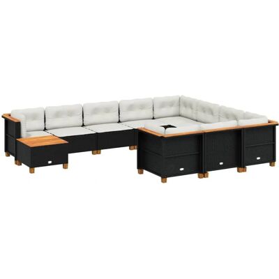 vidaXL Gartenset - Schwarz - Garten-Sofagarnitur mit Kissen vidaXL Gartenset - Schwarz - Garten-Sofagarnitur mit Kissen