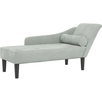 vidaXL - Chaiselongue - Lysgrå Fløjl - 141x55.5x66.5 cm vidaXL - Chaiselongue - Lysgrå Fløjl - 141x55.5x66.5 cm