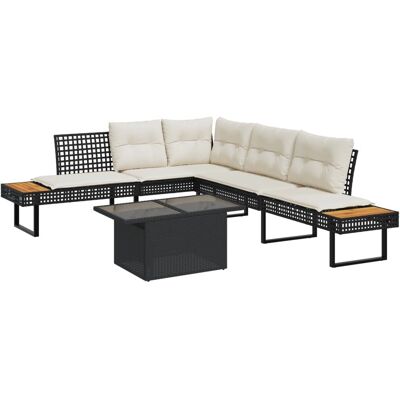 vidaXL Gartenmöbel-Set - Schwarz - Garten-Sofagarnitur mit Verstellbarem Glas-Tisch vidaXL Gartenmöbel-Set - Schwarz - Garten-Sofagarnitur mit Verstellbarem Glas-Tisch
