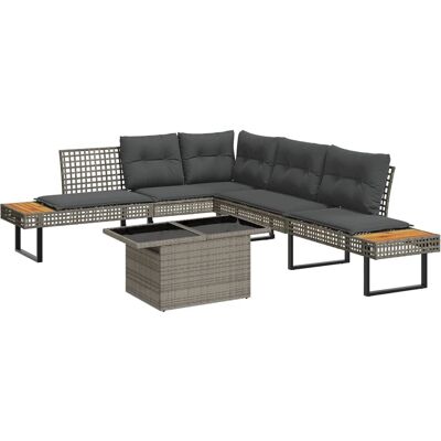 vidaXL 2-Tlg. Garten-Sofagarnitur Mit Kissen Poly Rattan Glas Grau Modell: v - Gartenmöbel-Set vidaXL 2-Tlg. Garten-Sofagarnitur Mit Kissen Poly Rattan Glas Grau Modell: v - Gartenmöbel-Set