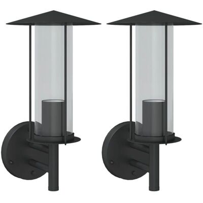 vidaXL Schwarze Edelstahl Außenwandleuchten - 2er Set Wandlampen vidaXL Schwarze Edelstahl Außenwandleuchten - 2er Set Wandlampen
