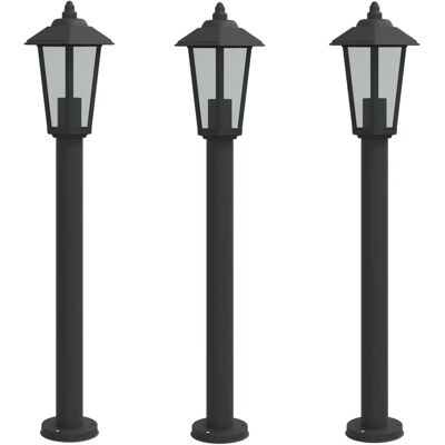 vidaXL Außenwandleuchten 3 Stück Schwarz 80 cm Edelstahl - Außenwandleuchten vidaXL Außenwandleuchten 3 Stück Schwarz 80 cm Edelstahl - Außenwandleuchten