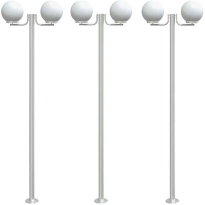 vidaXL Außenwandleuchten 3 Stück Silber Edelstahl - Außenwandleuchten vidaXL Außenwandleuchten 3 Stück Silber Edelstahl - Außenwandleuchten