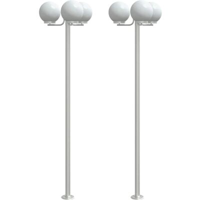 vidaXL Außen Stehlampen Garten Stehlampe 3er Silber Edelstahl - Außen Stehlampen vidaXL Außen Stehlampen Garten Stehlampe 3er Silber Edelstahl - Außen Stehlampen