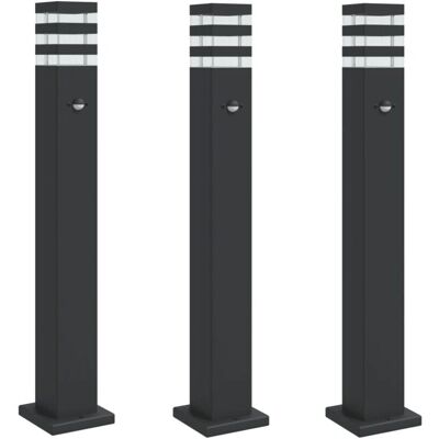 vidaXL Außenwandleuchten mit Sensor 3 Stk. Schwarz 80 cm - Außenwandleuchten vidaXL Außenwandleuchten mit Sensor 3 Stk. Schwarz 80 cm - Außenwandleuchten