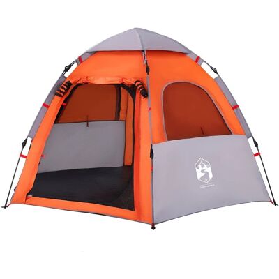 vidaXL Camping Tent Cabin 4-Person Grey Orange - Camping Tent vidaXL Camping Tent Cabin 4-Person Grey Orange - Camping Tent