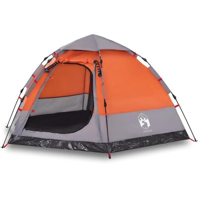 vidaXL Camping Tent 4-Person Grijs en Oranje Snelle Ontsluiting - Tent vidaXL Camping Tent 4-Person Grijs en Oranje Snelle Ontsluiting - Tent