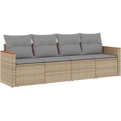 vidaXL 5-Tlg. Garten-Sofagarnitur Mit Kissen Beige Poly Rattan vidaXL 5-Tlg. Garten-Sofagarnitur Mit Kissen Beige Poly Rattan
